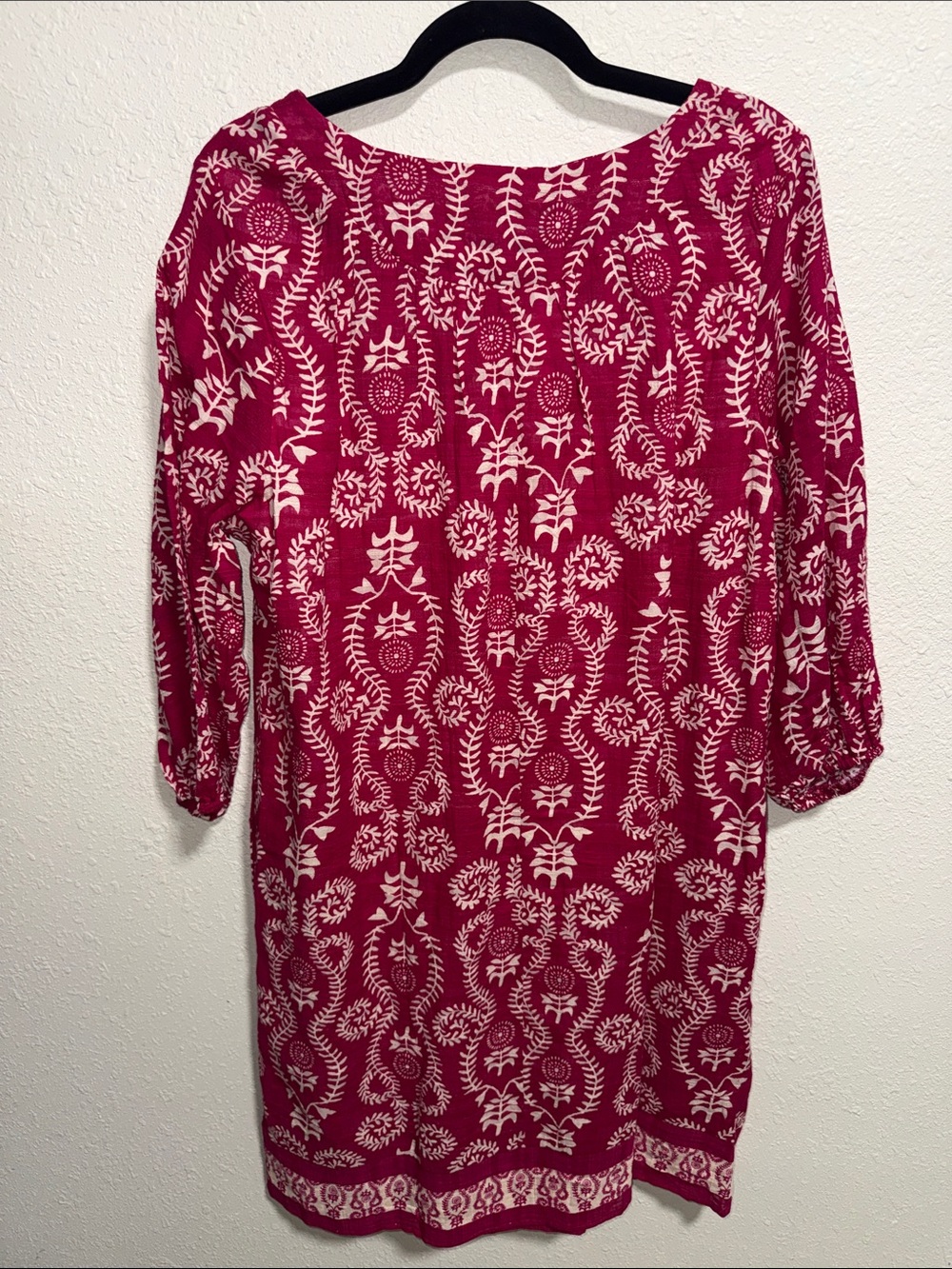 Studio Park Magenta Pink Floral Print Tassel Tie Cotton Shift Dress Medium - Picture 12 of 15